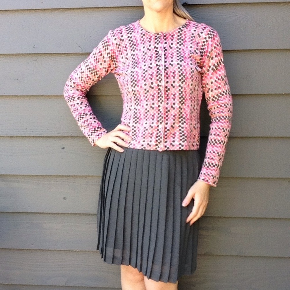 WHIM cashmere cardigan sweater pink polka dot M
